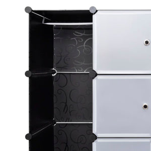 Armoire modulaire 18 compartiments Noir et blanc 37x146x180,5cm