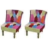 Chaises en style français lot de 2 avec design patchwork tissu