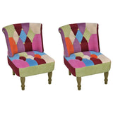 Chaises en style français lot de 2 avec design patchwork tissu
