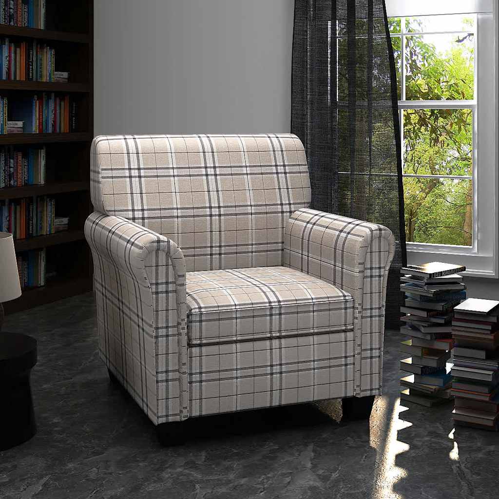 Fauteuil avec coussin Crème Tissu