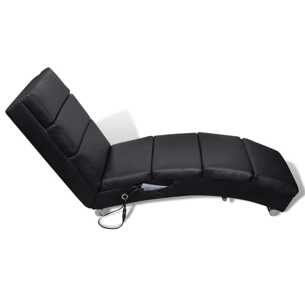 Chaise longue de massage Noir Similicuir