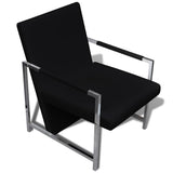 Fauteuil avec pieds chromés Noir Similicuir