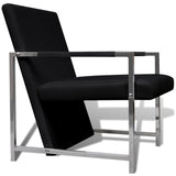 Fauteuils lot de 2 avec cadre chromé noir similicuir