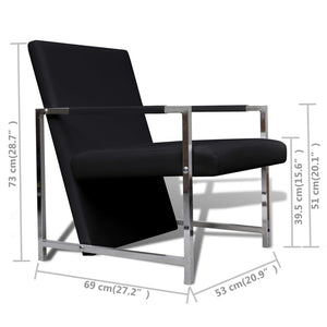 Fauteuils lot de 2 avec cadre chromé noir similicuir