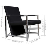 Fauteuils lot de 2 avec cadre chromé noir similicuir