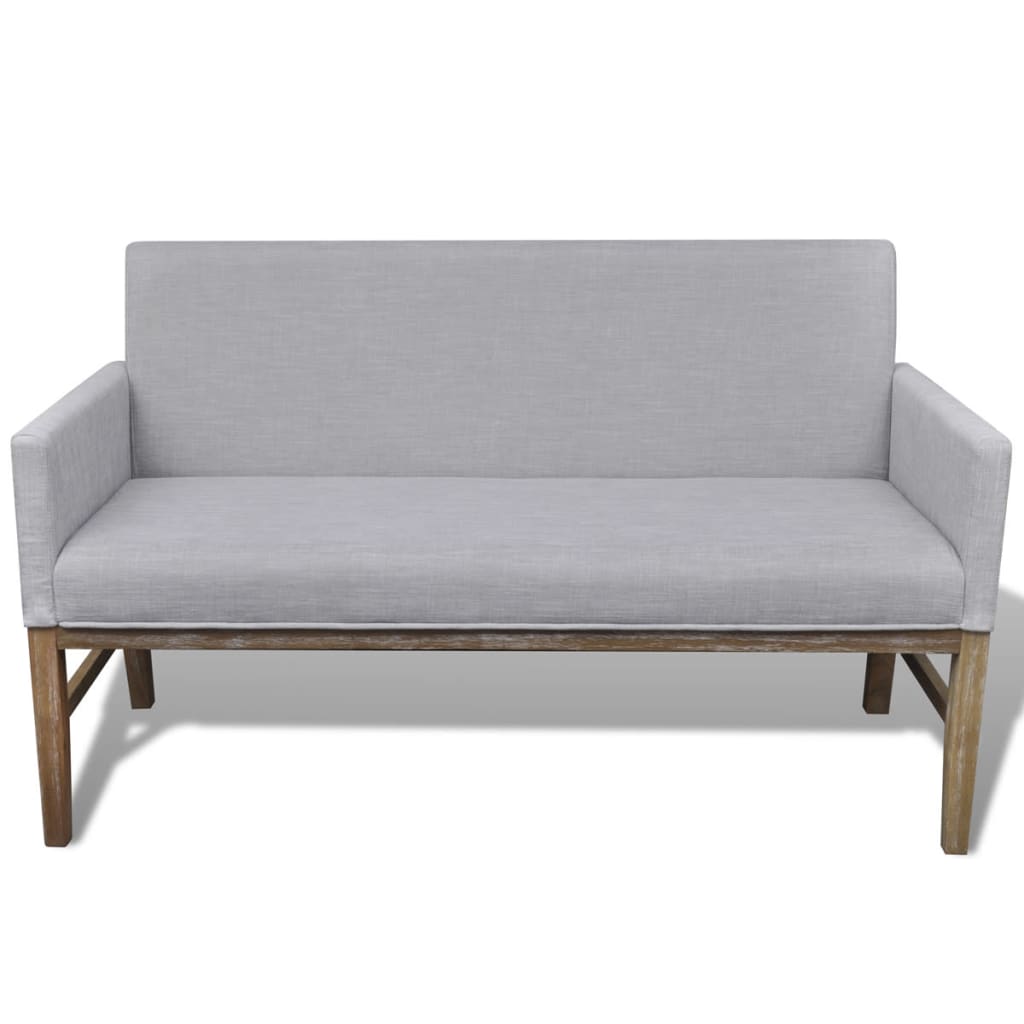 Banc avec coussin rembourré tissu hévéa gris clair