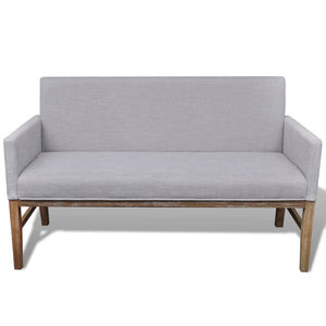 Banc avec coussin rembourré tissu hévéa gris clair
