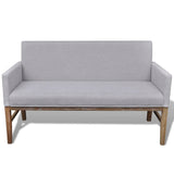 Banc avec coussin rembourré tissu hévéa gris clair