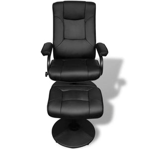 Fauteuil TV avec repose-pied Noir Similicuir