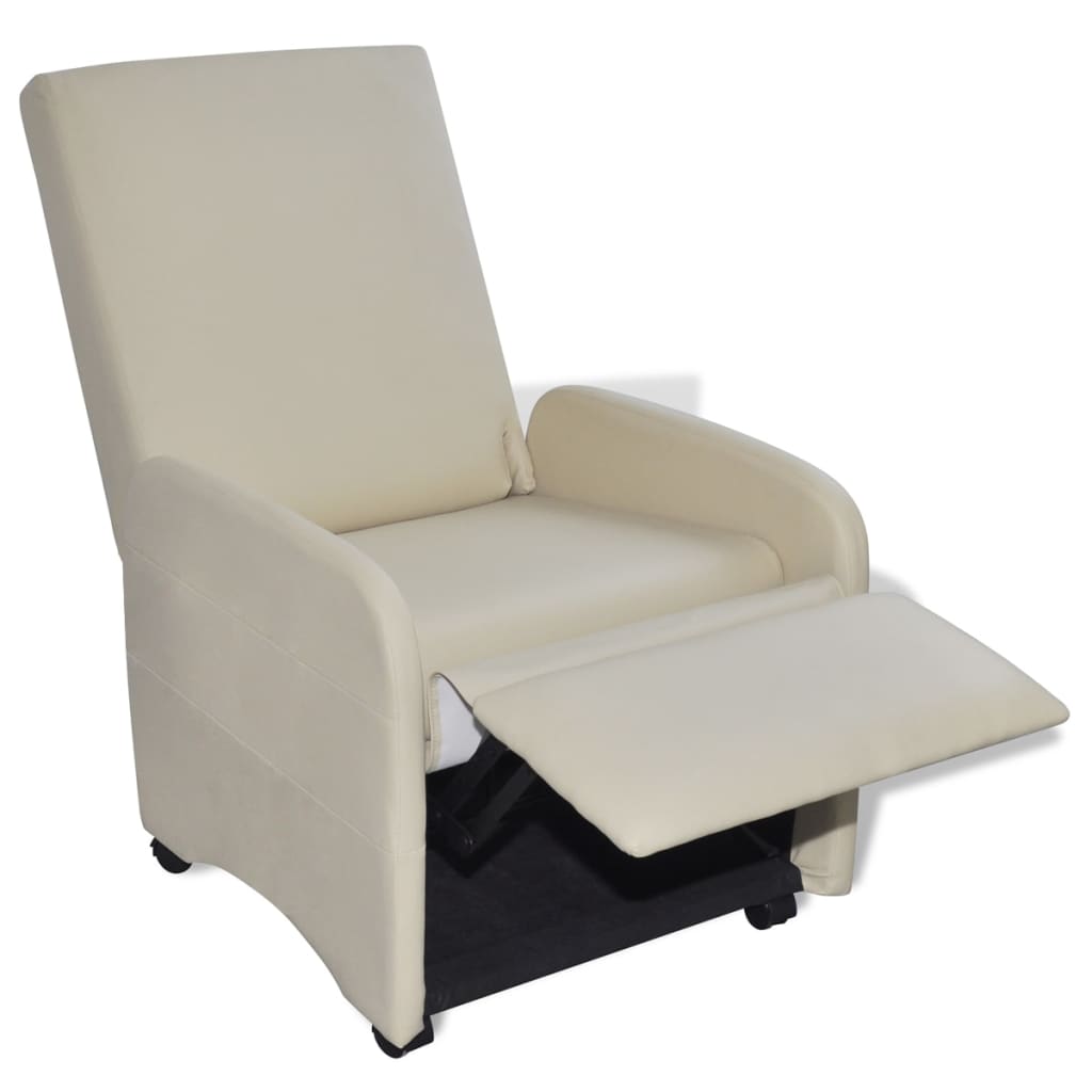 Fauteuil pliable crème similicuir