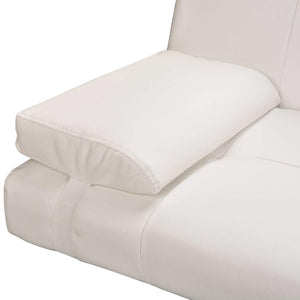 Canapé-lit réglable avec deux oreillers Similicuir Blanc crème