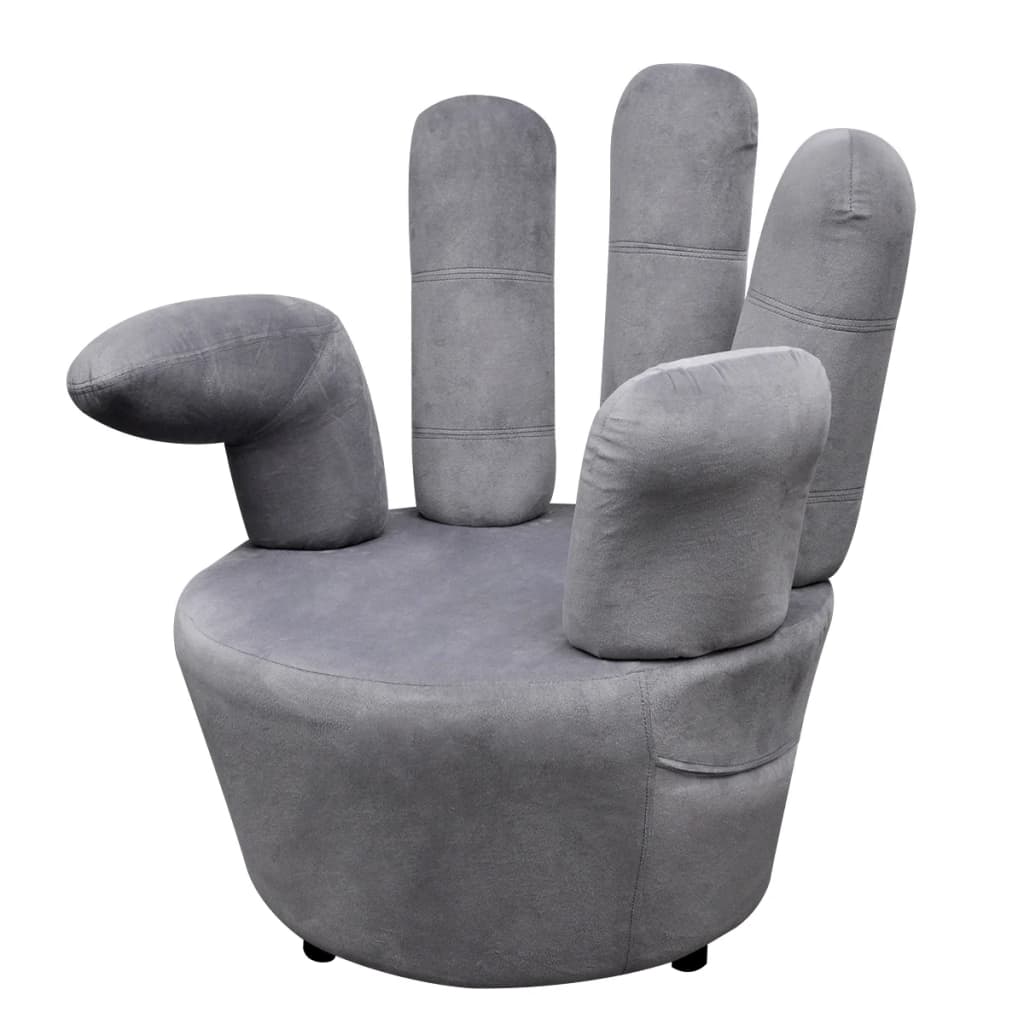 Chaise en forme de main gris velours