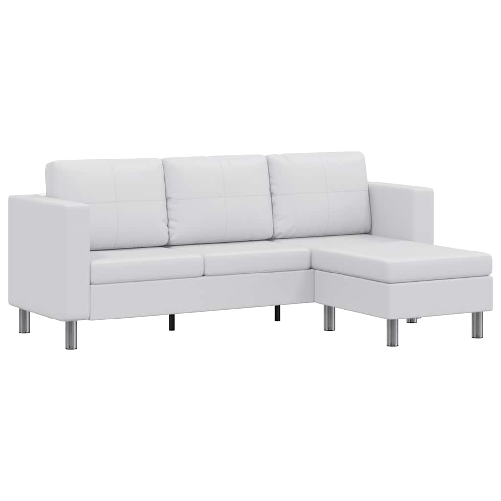 Canapé sectionnel à 3 places cuir synthétique blanc