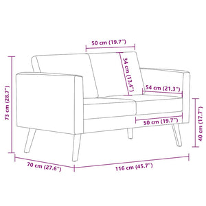 Canapé à 2 places Tissu Gris foncé