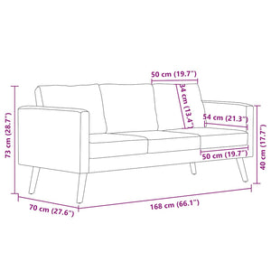Canapé à 3 places Tissu Gris foncé