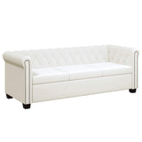 Canapé Chesterfield à 3 places cuir synthétique blanc