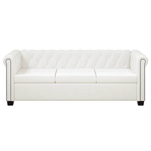 Canapé Chesterfield à 3 places cuir synthétique blanc