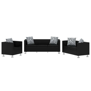 Jeu de canapé à 2 places et à 3 places et fauteuil Noir