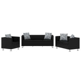 Jeu de canapé à 2 places et à 3 places et fauteuil Noir