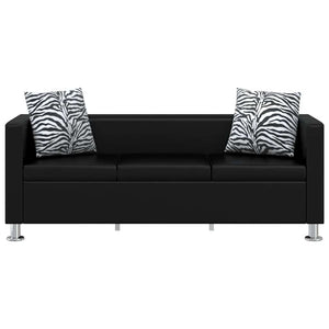 Jeu de canapé à 2 places et à 3 places et fauteuil Noir