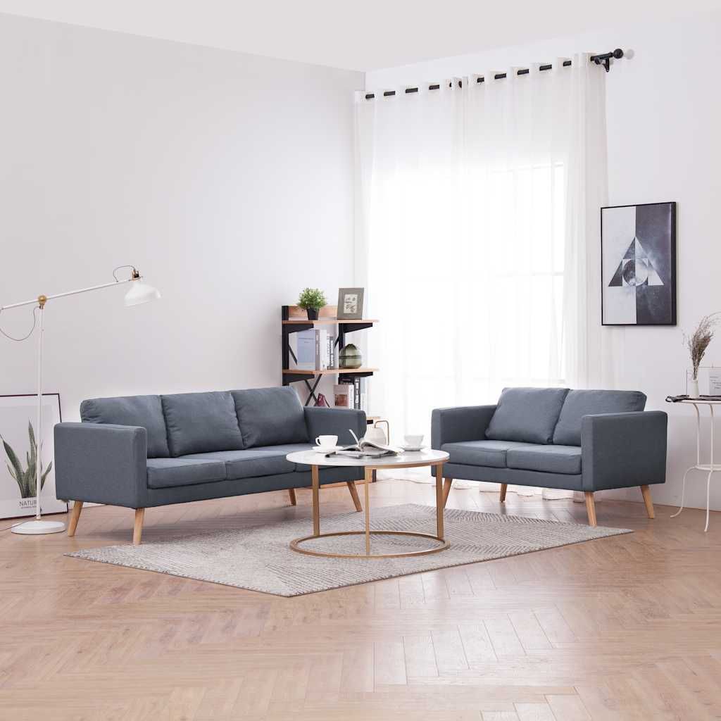 Ensemble de canapés à 2 places et à 3 places Tissu Gris foncé