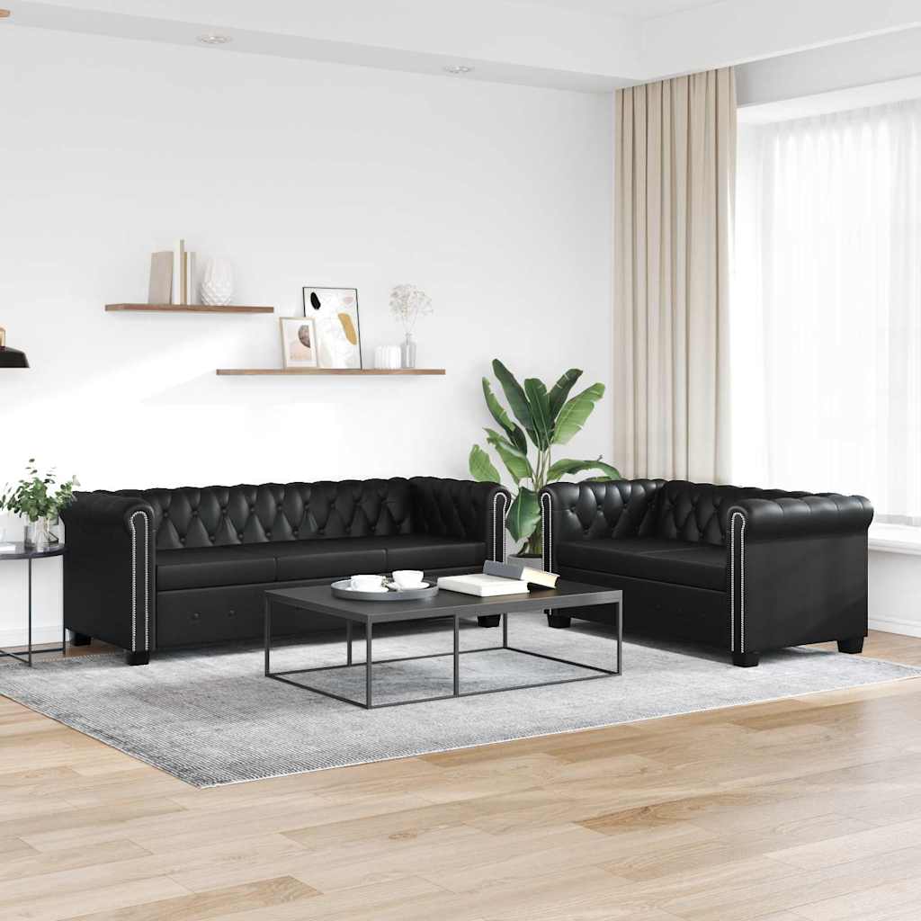 Canapé Chesterfield à 2 places et à 3 places noir
