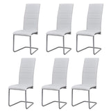 Chaises à manger cantilever lot de 6 blanc similicuir