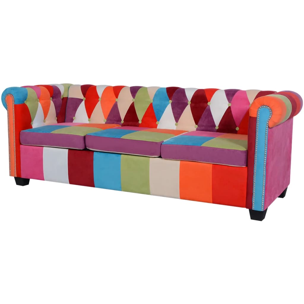 Canapé Chesterfield 3 places tissu