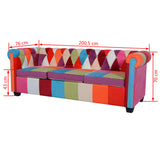 Canapé Chesterfield 3 places tissu