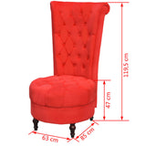 Chaise de canapé avec dossier haut rouge tissu