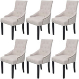 Chaises à manger lot de 6 gris crème tissu