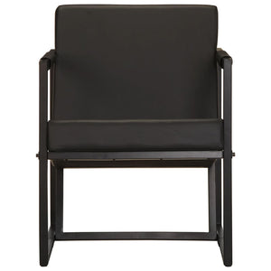 Fauteuil noir cuir véritable