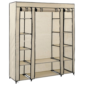 Armoire avec compartiments et tiges Crème 150x45x176 cm Tissu