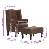 Fauteuil Chesterfield et repose-pieds Marron Similicuir daim
