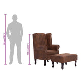Fauteuil Chesterfield et repose-pieds Marron Similicuir daim