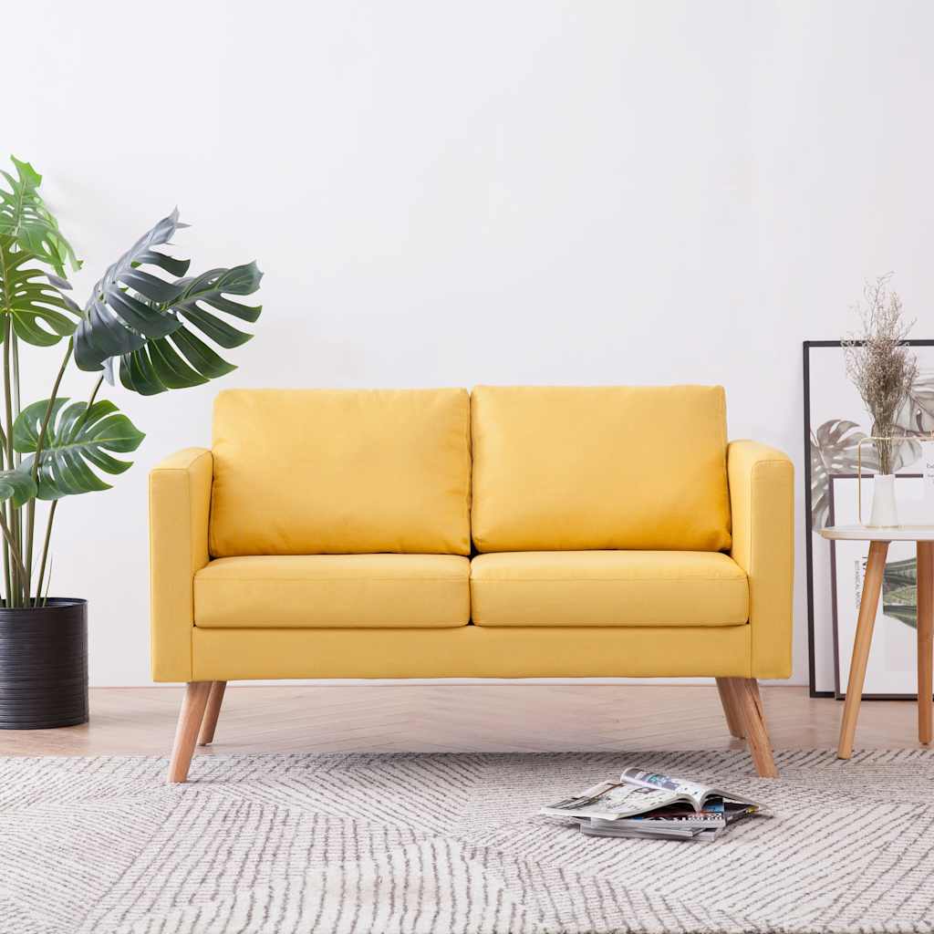Canapé à 2 places tissu jaune