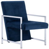 Fauteuil avec pieds chromés Bleu Velours