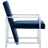 Fauteuil avec pieds chromés Bleu Velours