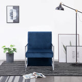 Fauteuil avec pieds chromés Bleu Velours