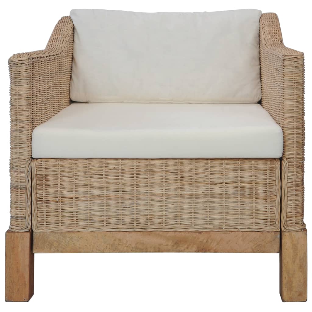 Fauteuil avec coussins Rotin naturel