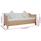 Canapé à 3 places avec coussins Rotin naturel