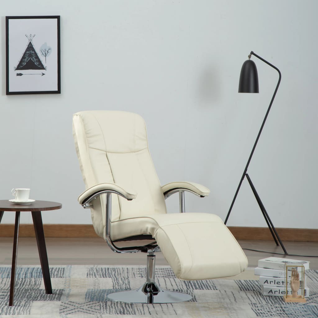 Fauteuil TV crème similicuir