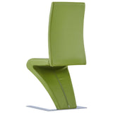 Chaises à manger avec forme de zigzag lot de 2 vert similicuir