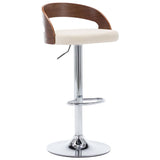 Tabourets de bar lot de 2 crème similicuir et bois courbé