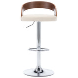 Tabourets de bar lot de 2 crème similicuir et bois courbé
