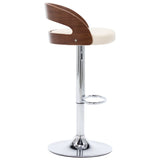 Tabourets de bar lot de 2 crème similicuir et bois courbé