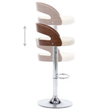 Tabourets de bar lot de 2 crème similicuir et bois courbé