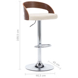 Tabourets de bar lot de 2 crème similicuir et bois courbé