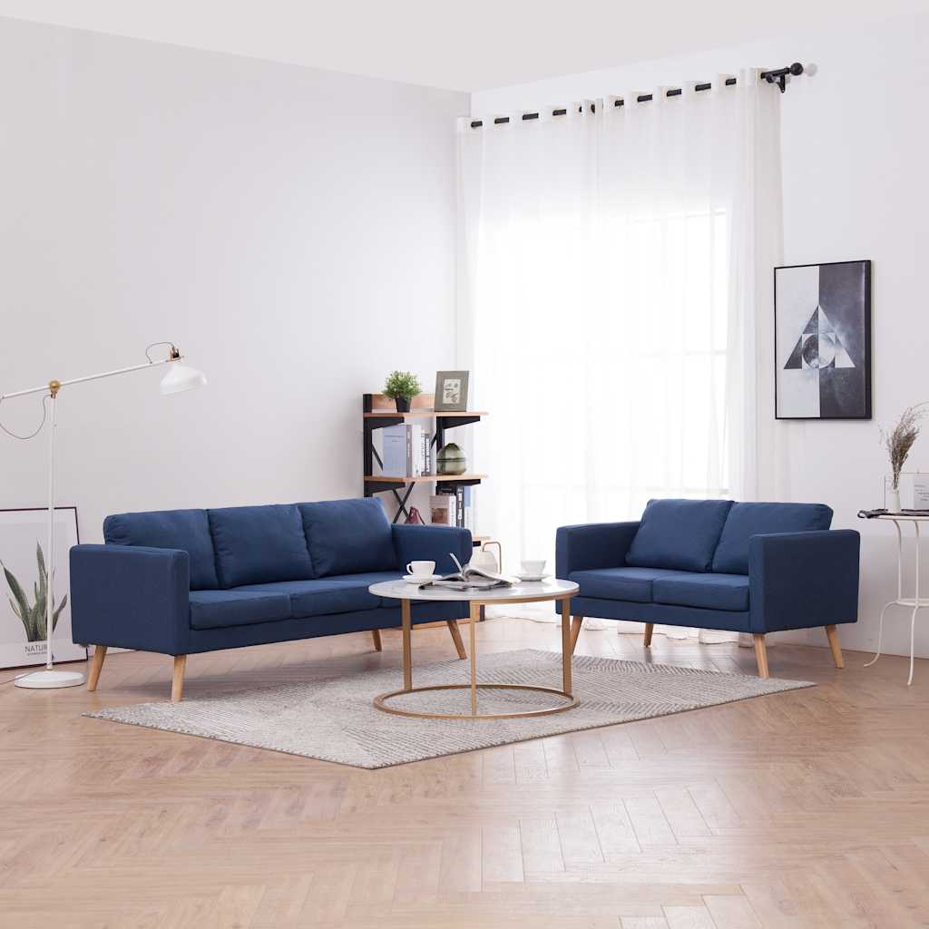 Ensemble de canapé 2 pcs tissu bleu