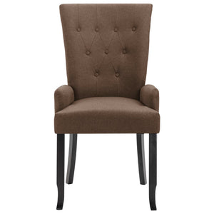 Chaises à manger avec accoudoirs lot de 2 marron tissu